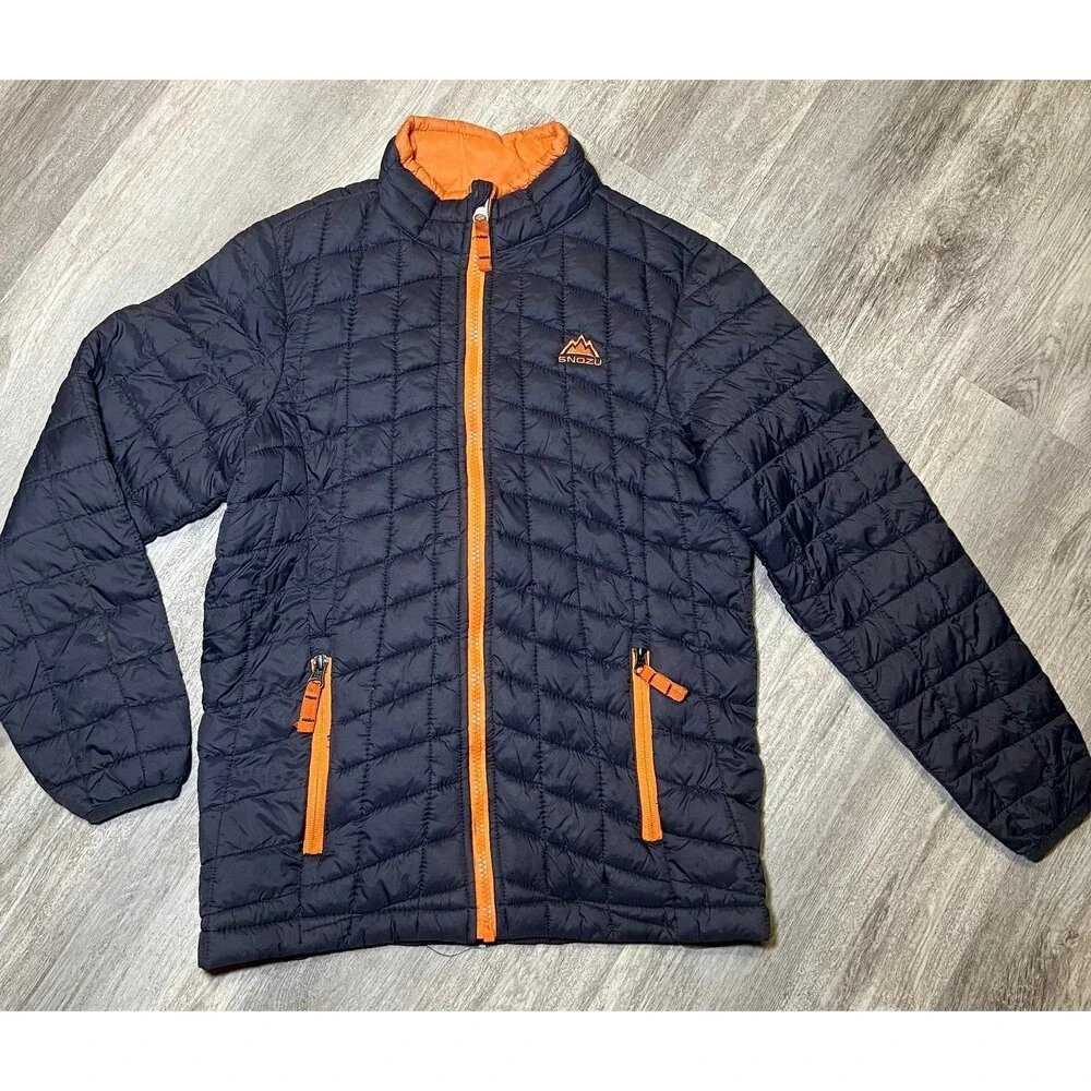 Snozu Boys Glacier Shield‎ Quilted Jacket Dark Grey Spicy Orange 6/7